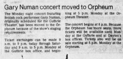 Gary Numan Minneapolis Newspaper Advert 1980